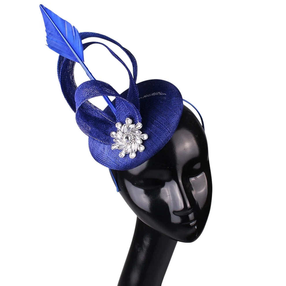 Royal Blue Feather & Crystal Fascinator/Headpiece