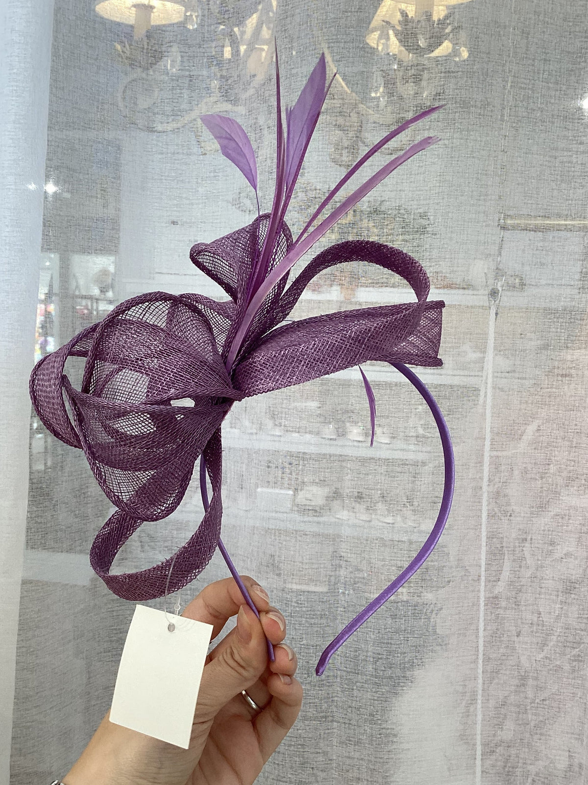 DRB. Lavender Fascinator/Headpiece With Ribbon Flower & Feathers~D02