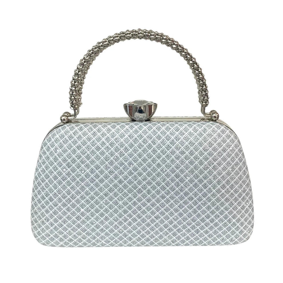 Silver Handbag With Crystal Clasp