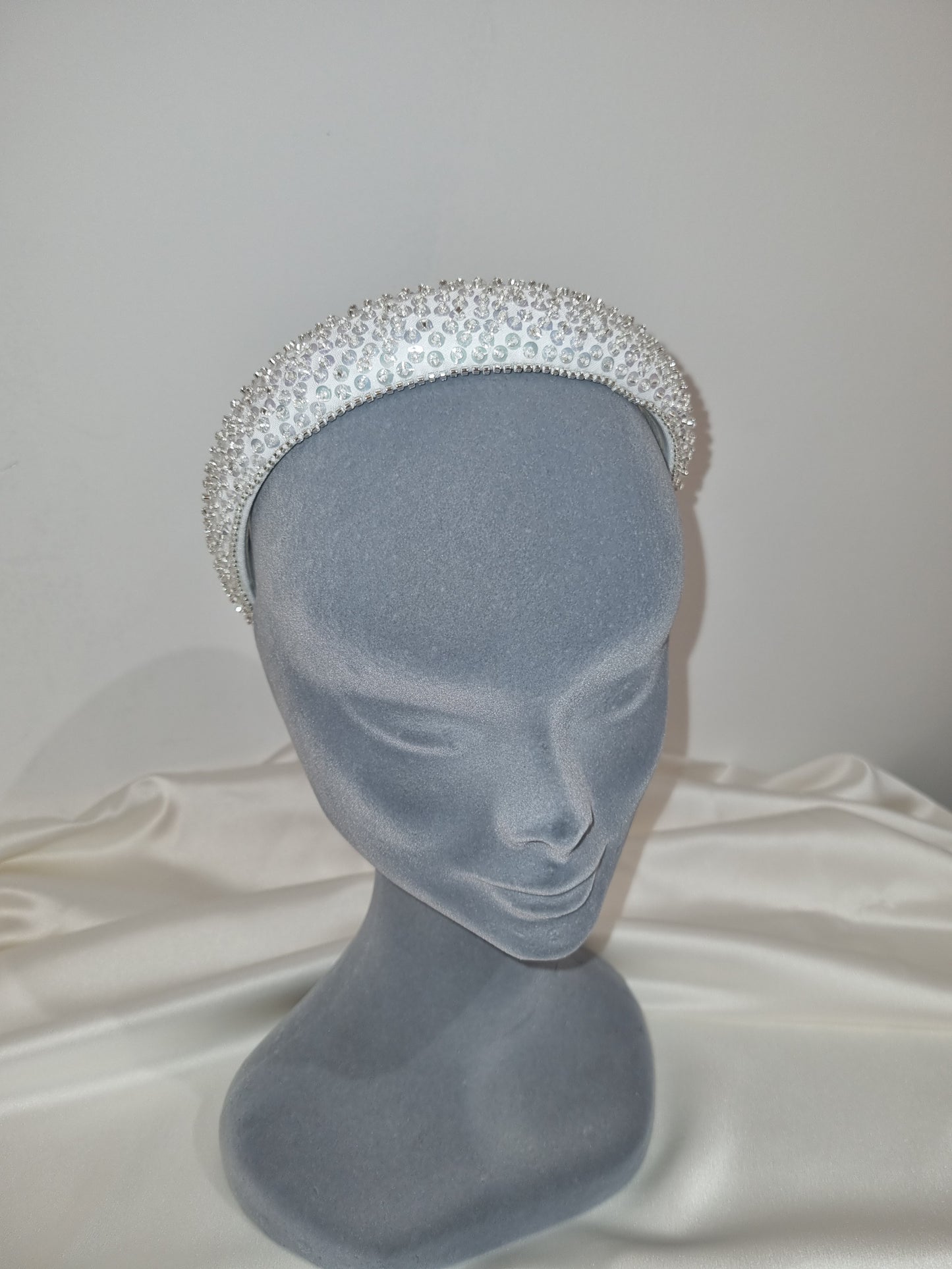 White Headband with Crystals