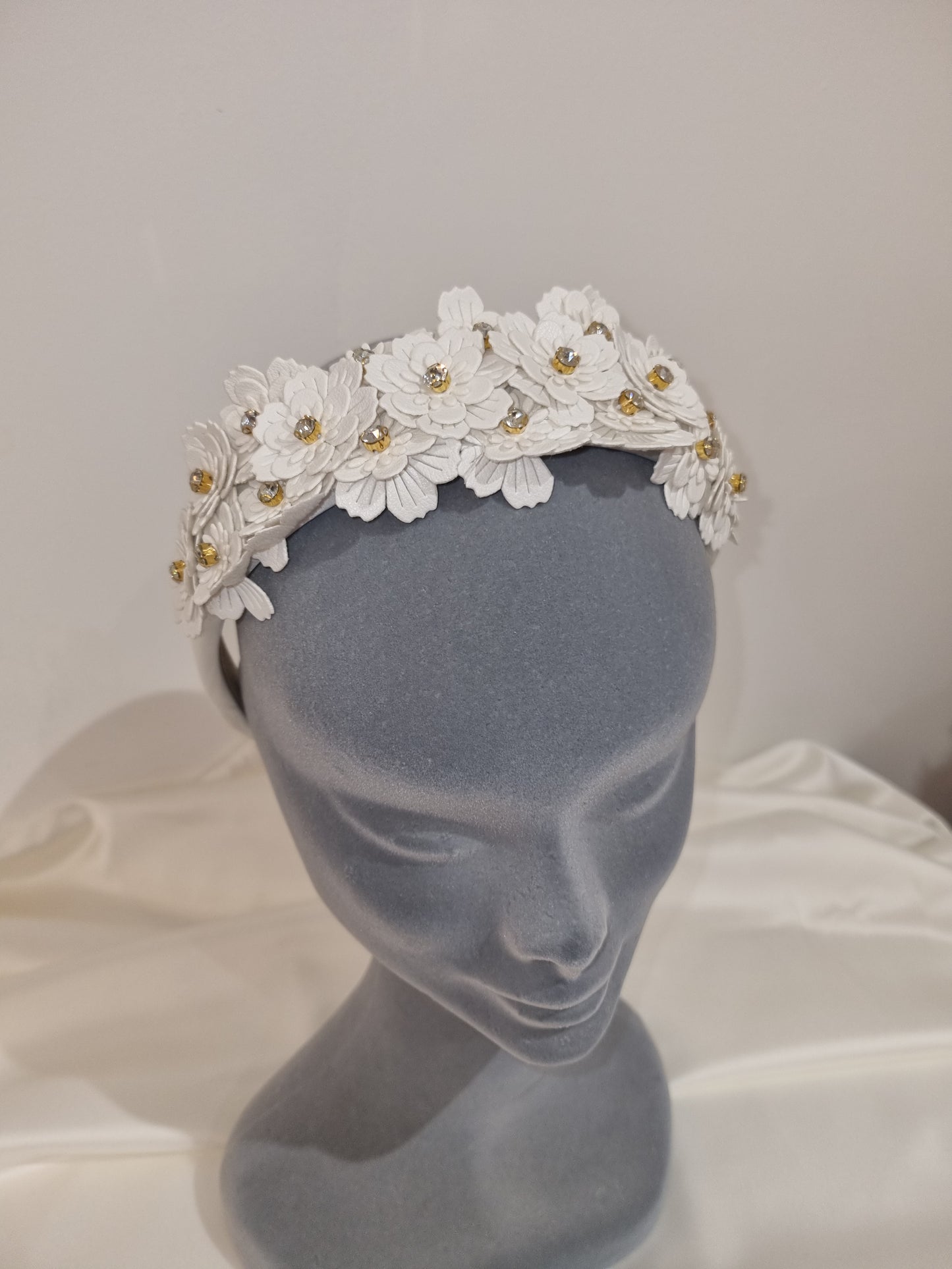 White Flower & Crystal Headband