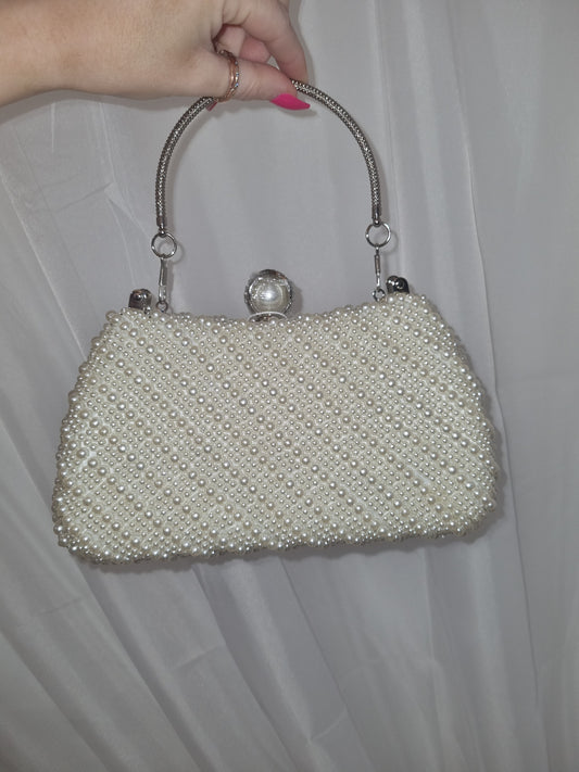 Pearl Bag With Silver Handle