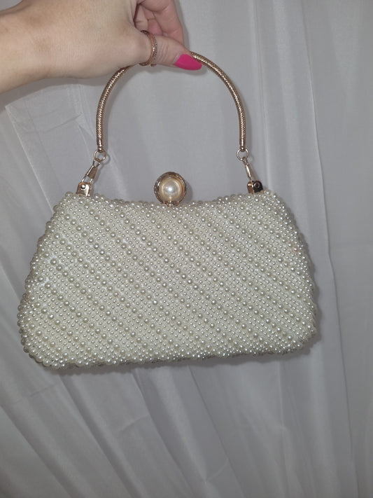 Pearl Bag With Gold Handle