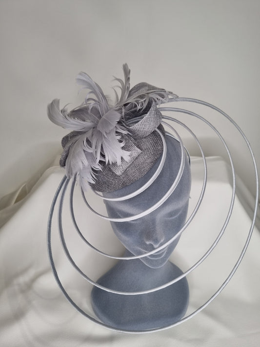 Grey Fascinator/Headpiece-D32