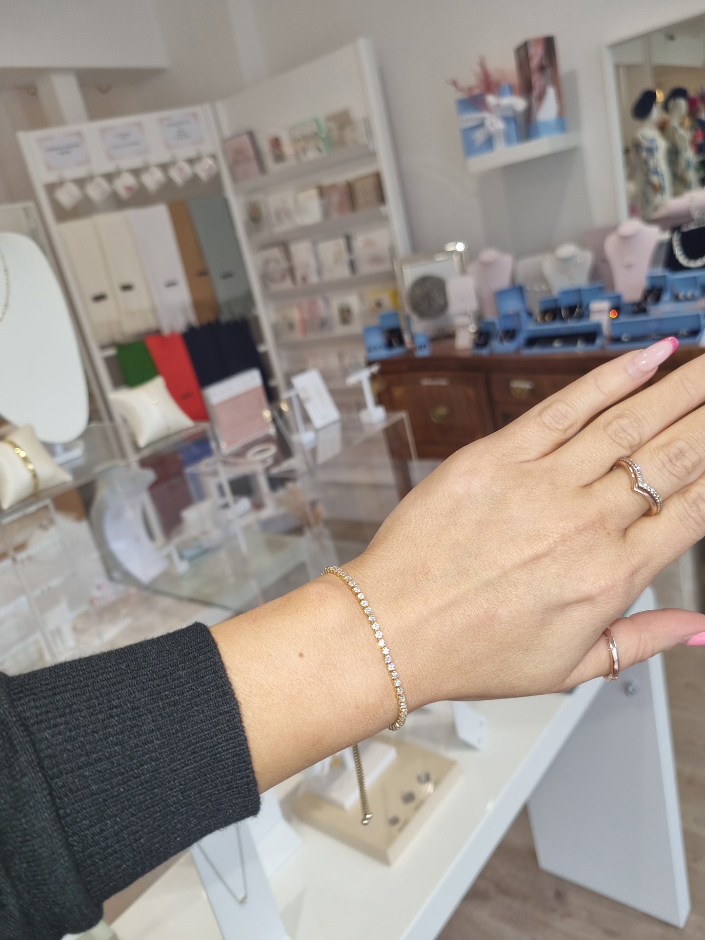 Gold Tennis Bracelet with Toggle