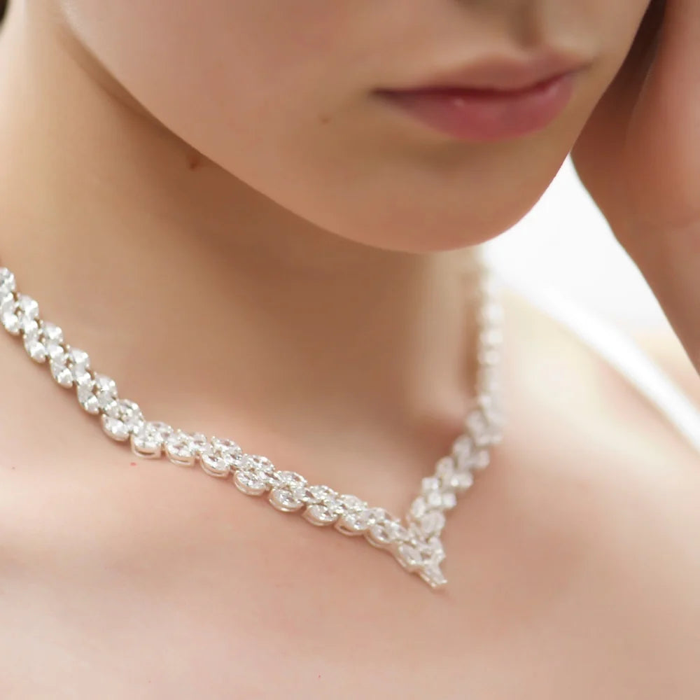 Newbridge Silverware Necklace With Clear Stones