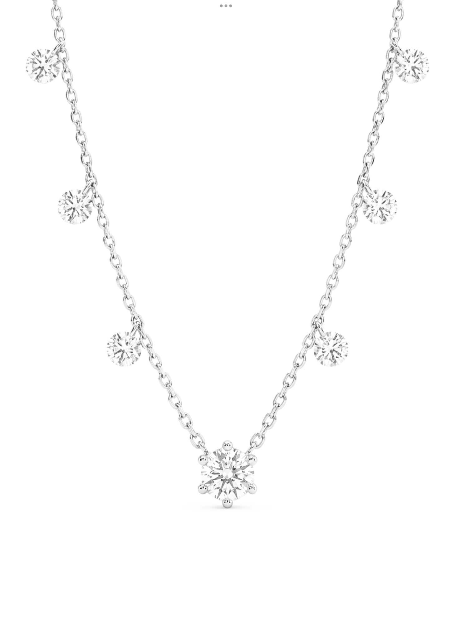 Necklace with Diamond and Clear Crystals, in Gold or Silver