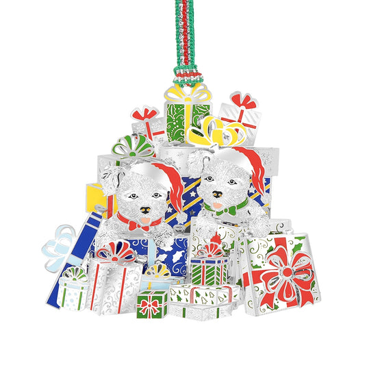Newbridge Silverware Puppies with Gifts Christmas Tree Decoration