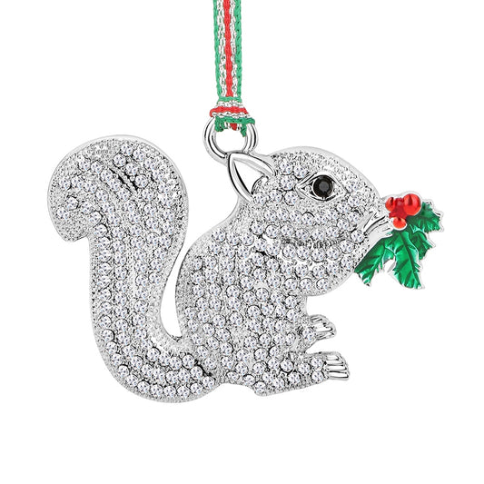 Newbridge Silverware Squirrel with Holly Christmas Tree Decoration