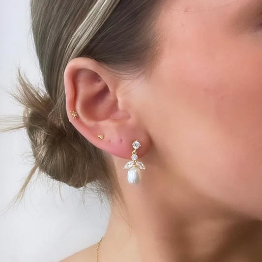 Azure Ariel Gold Pearl Earrings