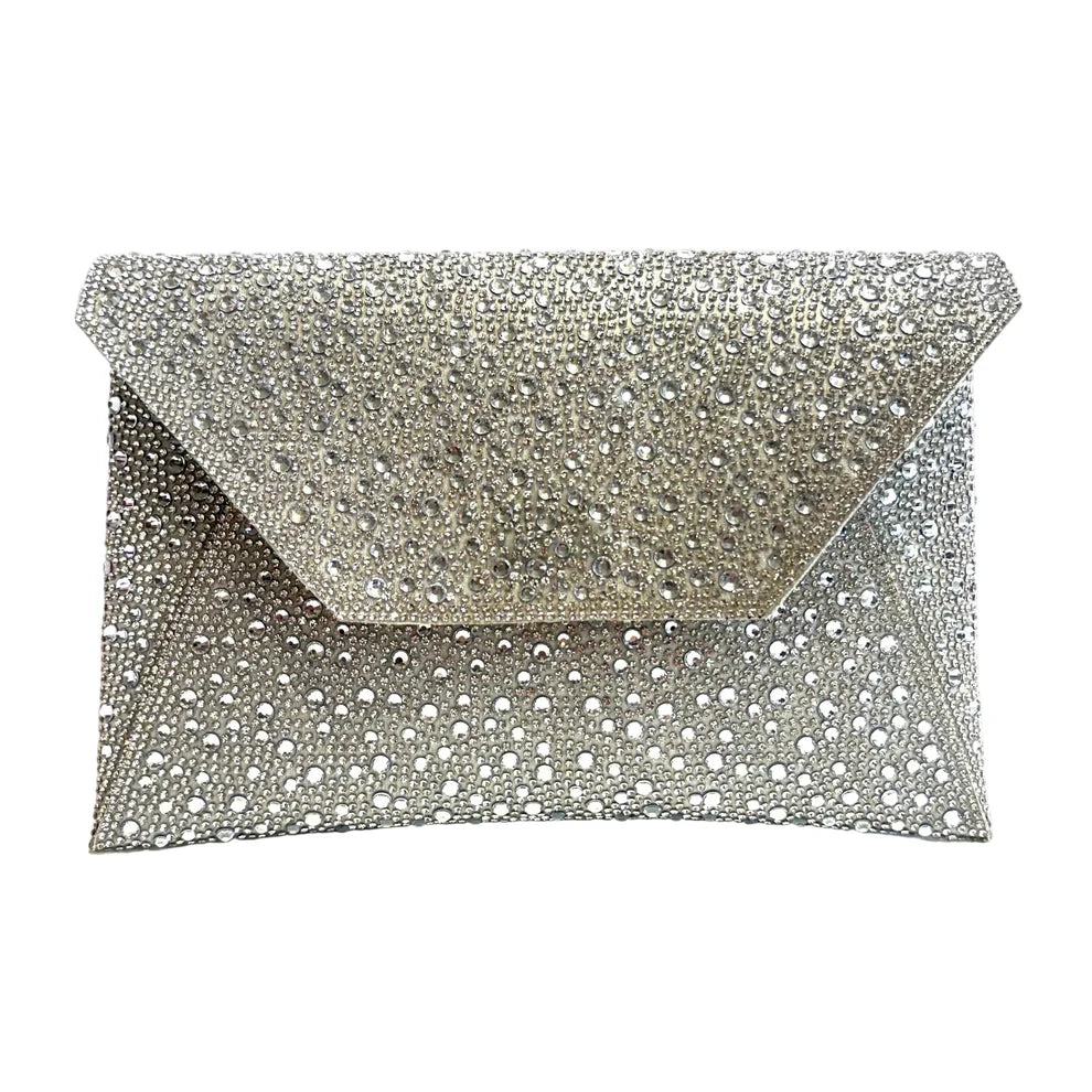 Silver Beaded Clutch Bag