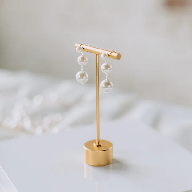 Deborah K Patrice Pearl & Gold Earrings