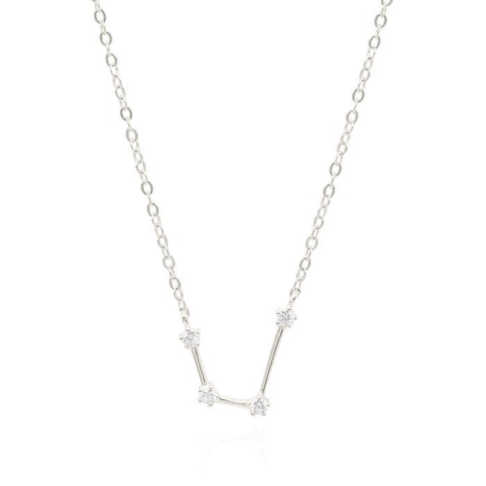 GT Aquarius Zodiac Constellation Silver Necklace