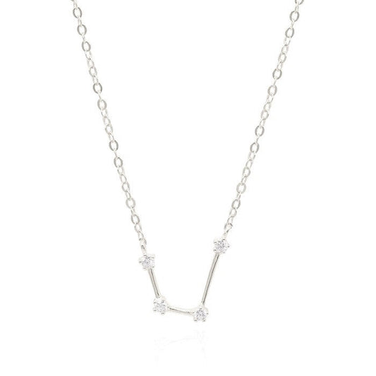 GT Aquarius Zodiac Constellation Silver Necklace