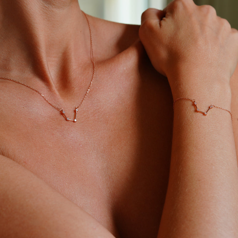 GT Aquarius Zodiac Constellation Gold Necklace