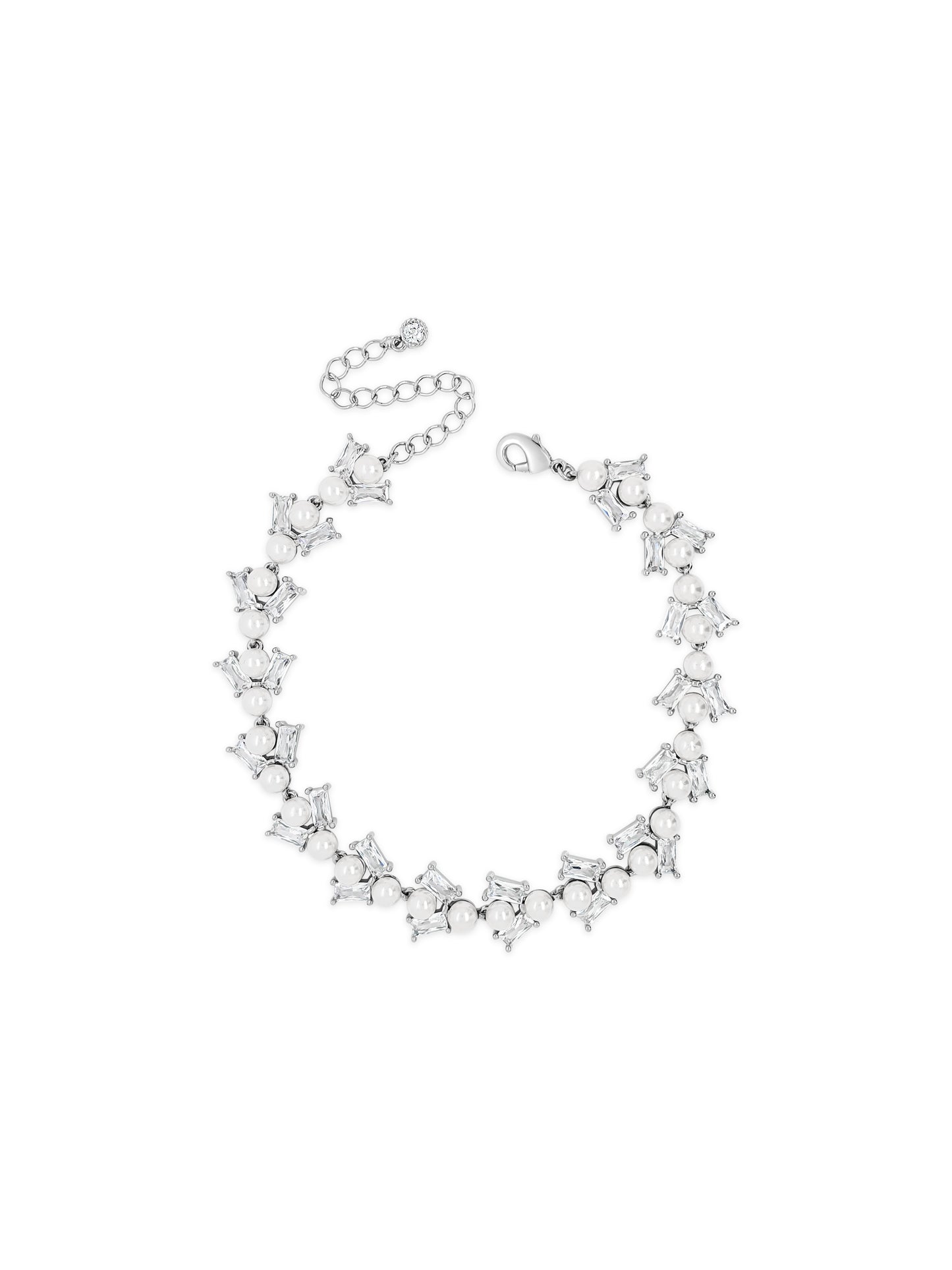 Pearl & Crystal Silver Braclet