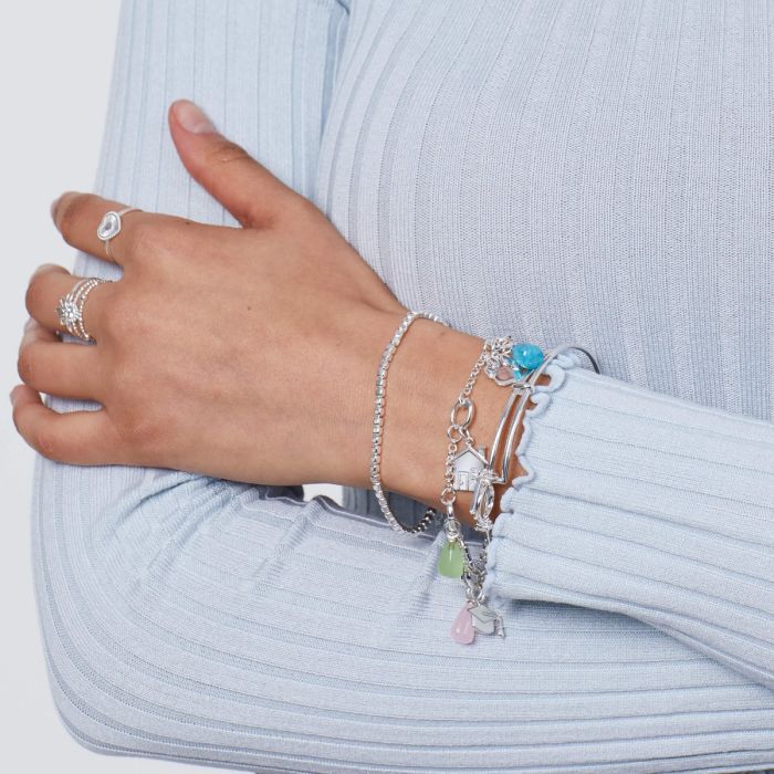 GKO Sterling Silver 5link Charm Bracelet