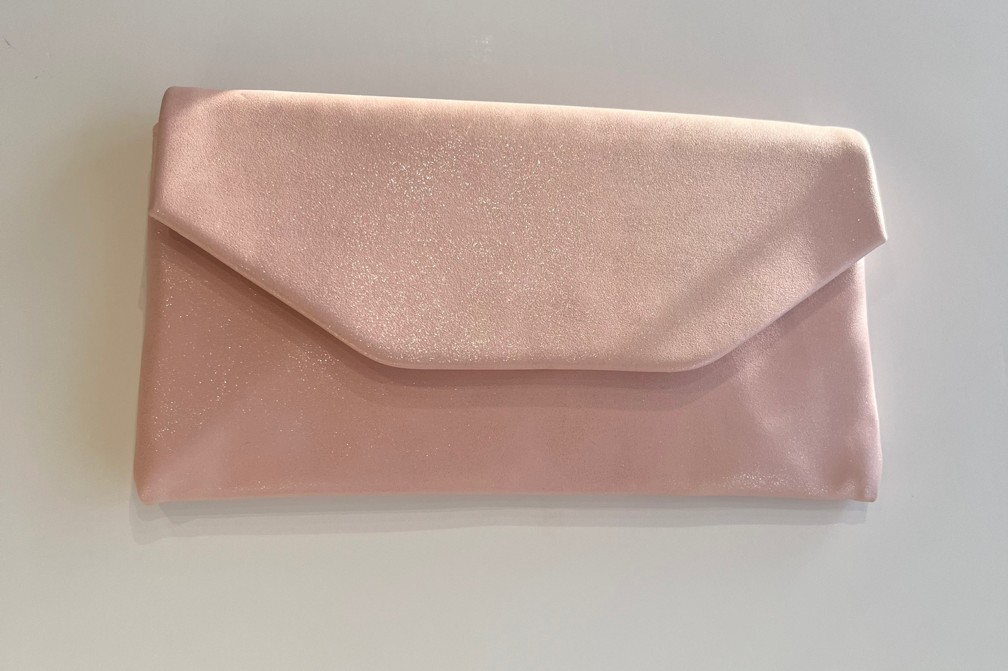 Dusty Pink Envelope Style Metallic Clutch Bag