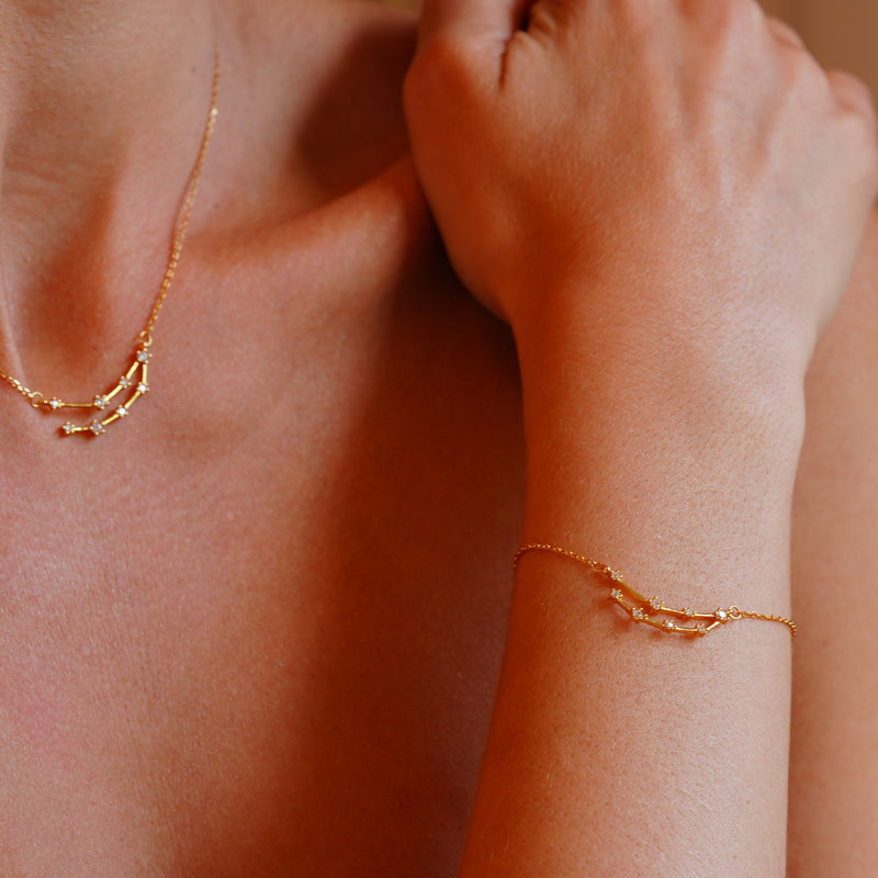 GT Capricorn Zodiac Constellation Gold Necklace