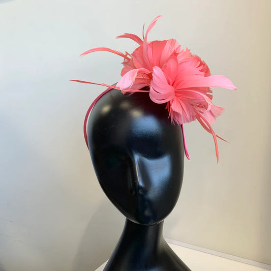 Feather Fascinator In Coral