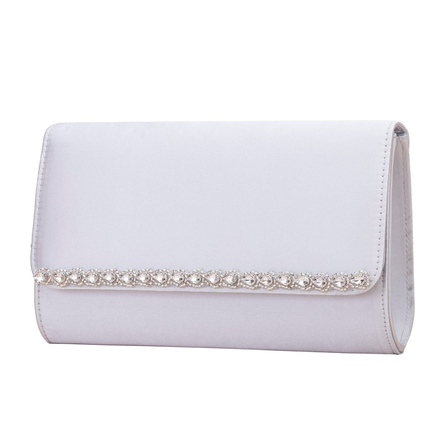 Perfect Bridal Dee Satin Clutch with Crystal Trim