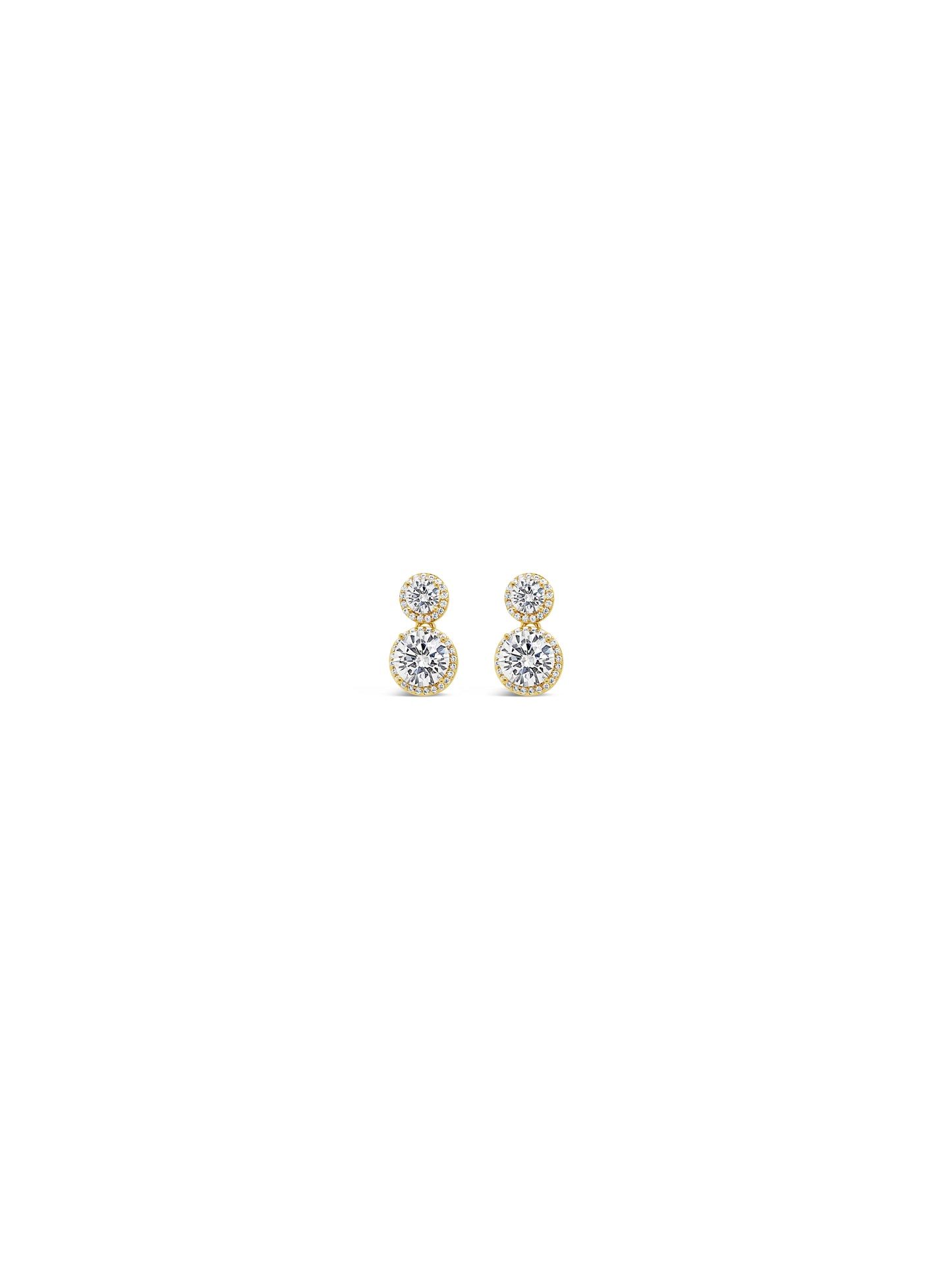 Gold & Crystal Round Drop Earrings