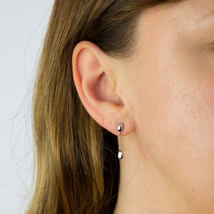 GKO Sterling Silver Flower Bud Drop Earring