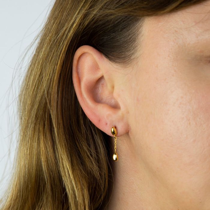 GKO Gold Flower Bud Drop Earrings