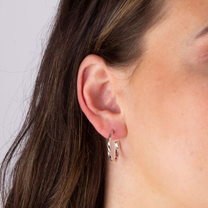 GKO Sterling Silver Twisted Hoop Earrings