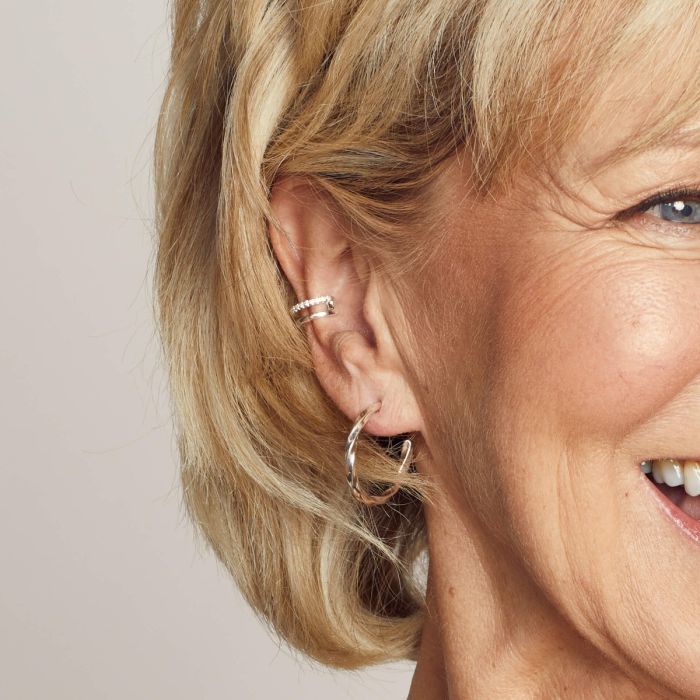 GKO Sterling Silver Twisted Hoop Earrings