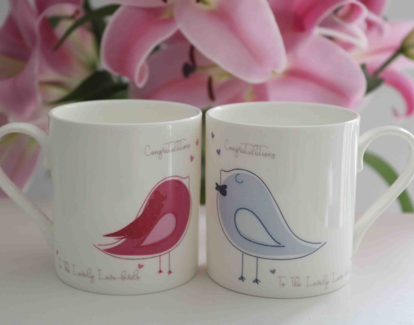 Congratulations To The Lovebirds Fina China Mug In Pink