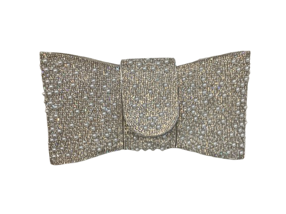 Gold/Silver & Pearl Bow Shaped Clutch Bag