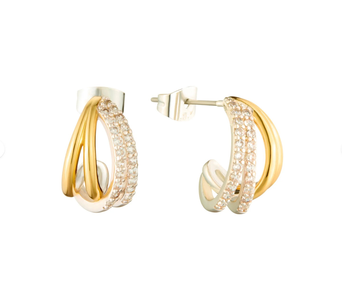 Newbridge Silverware Silver & Gold Plated CZ Earrings