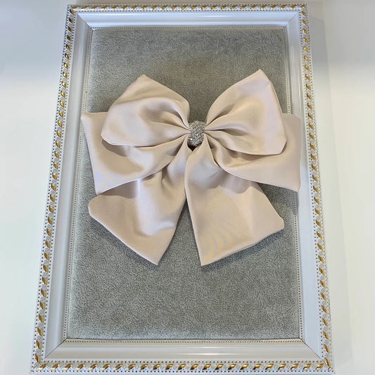Pearl Bow/Headpiece With Crystal Inset