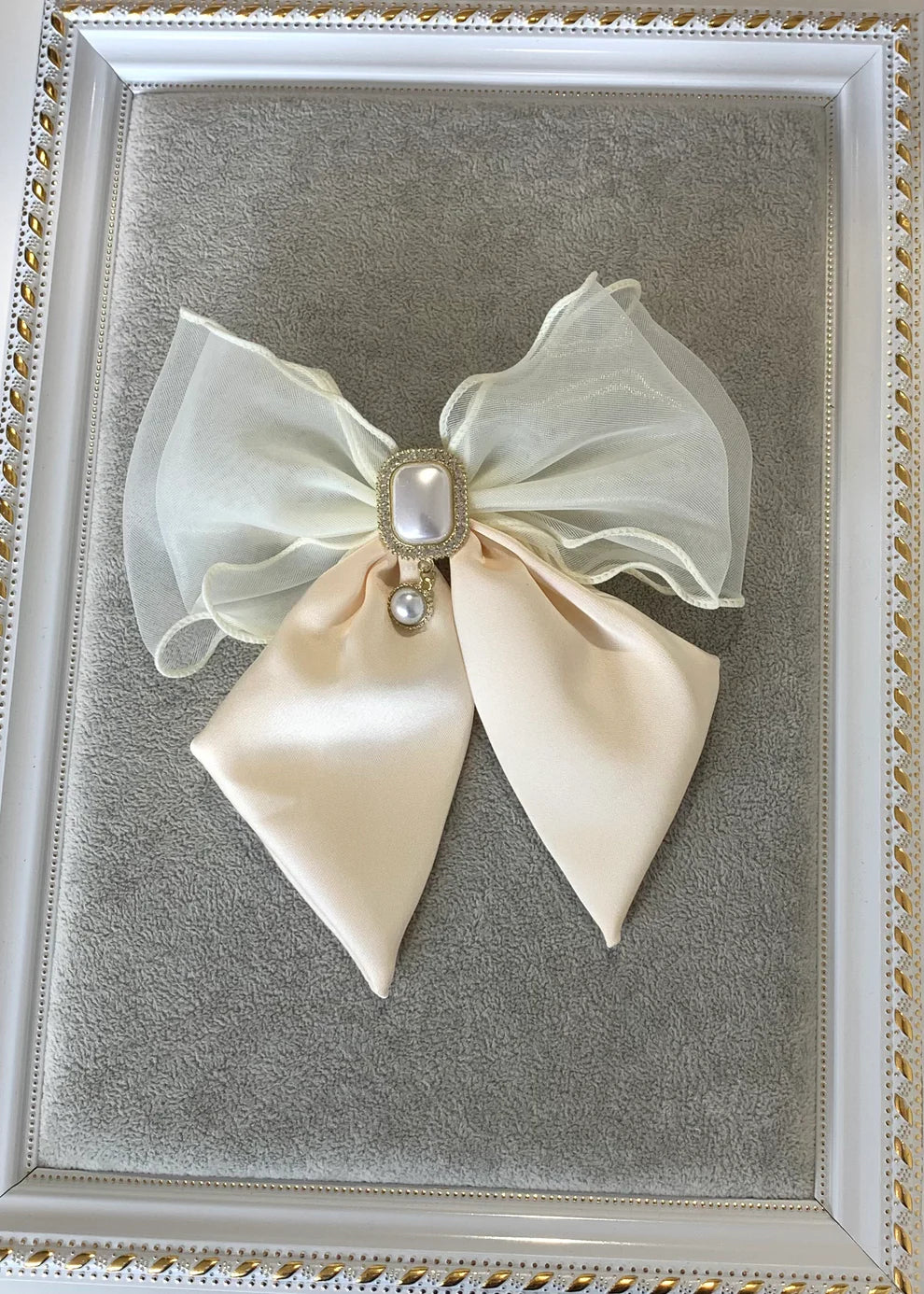Pearl & Gold Crystal Bow Clasp/Headpiece