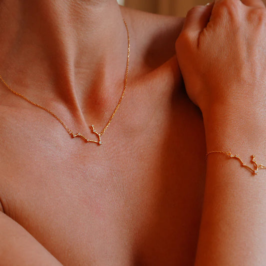 GT Gemini Zodiac Constellation Gold Necklace