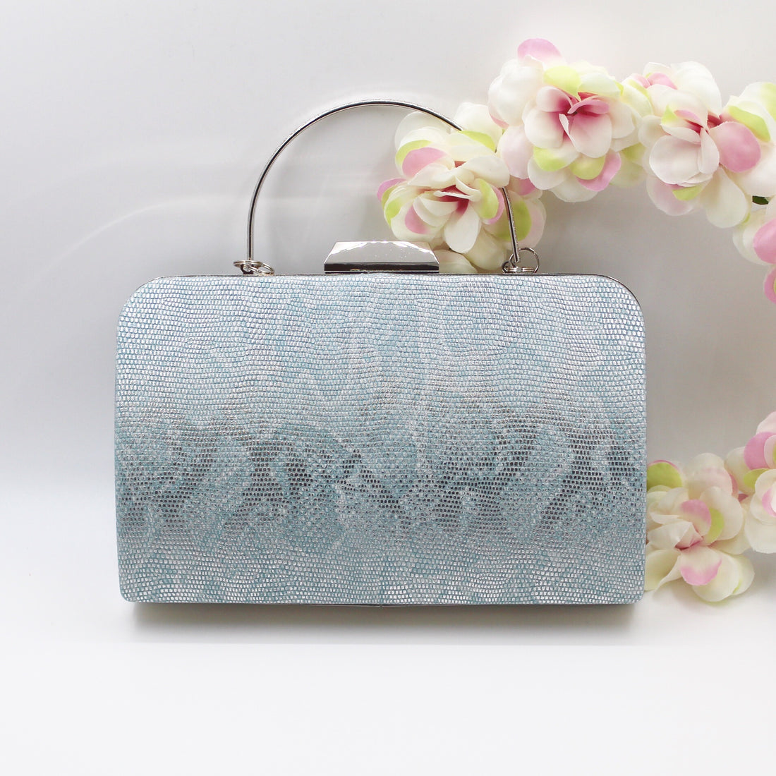 Blue Clutch Bag In Silver Trim