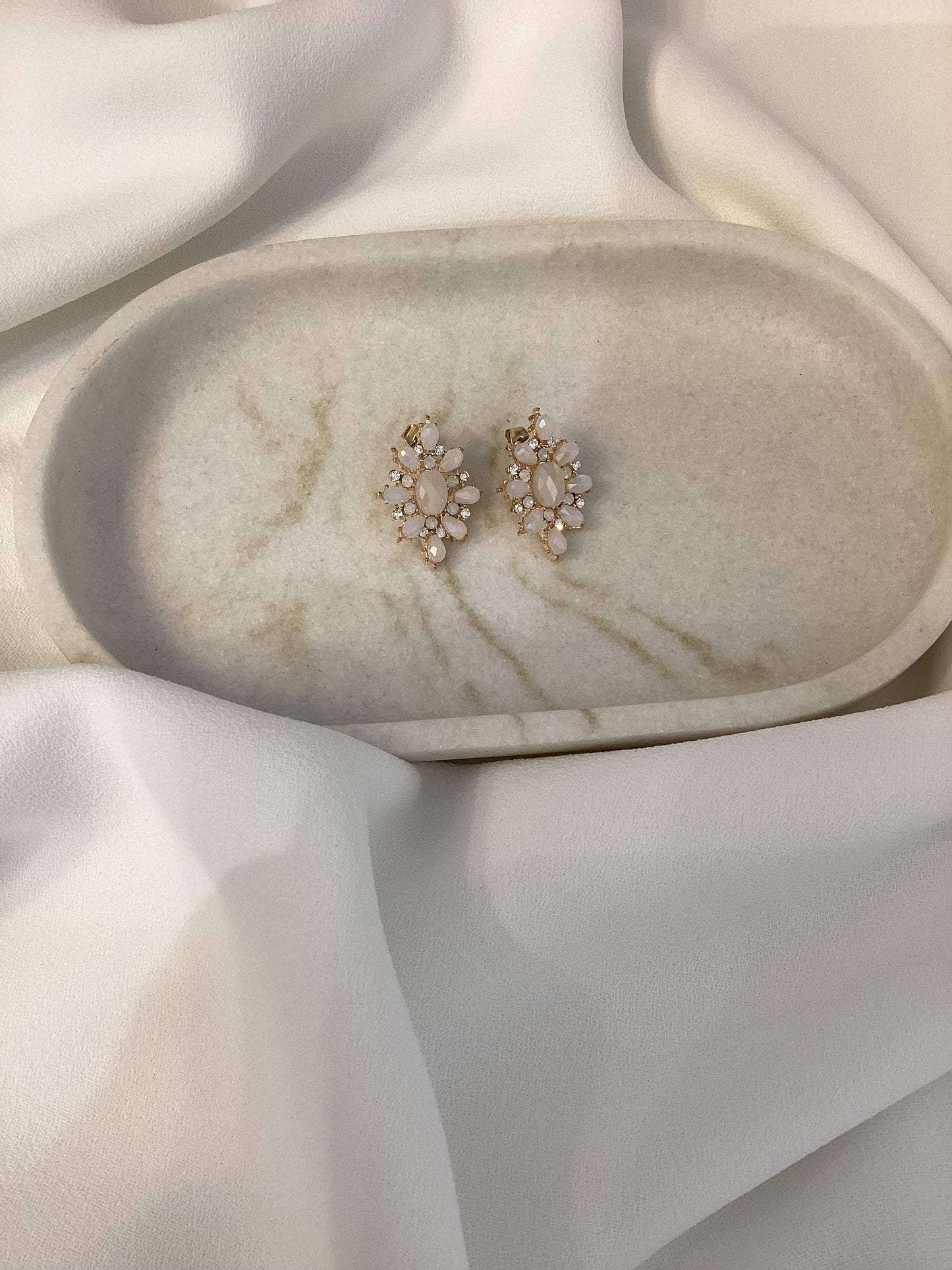 Gold Crystal & Stone Setting Earrings