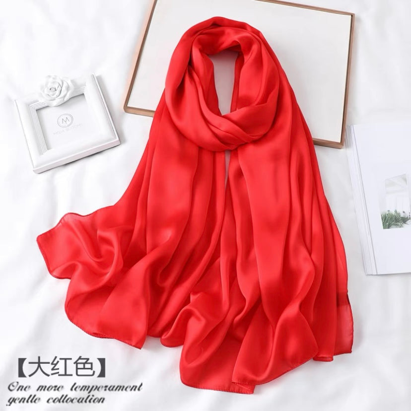 Plain Long Silk Feel Scarves