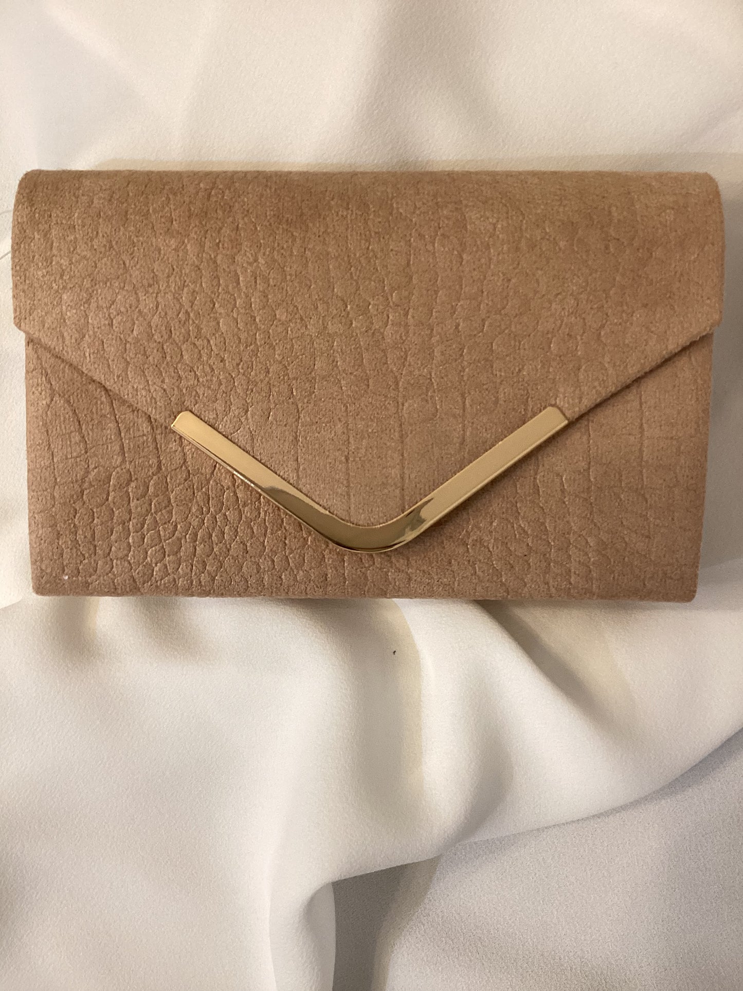 Belle Blush Clutch Bag With Gold Trim