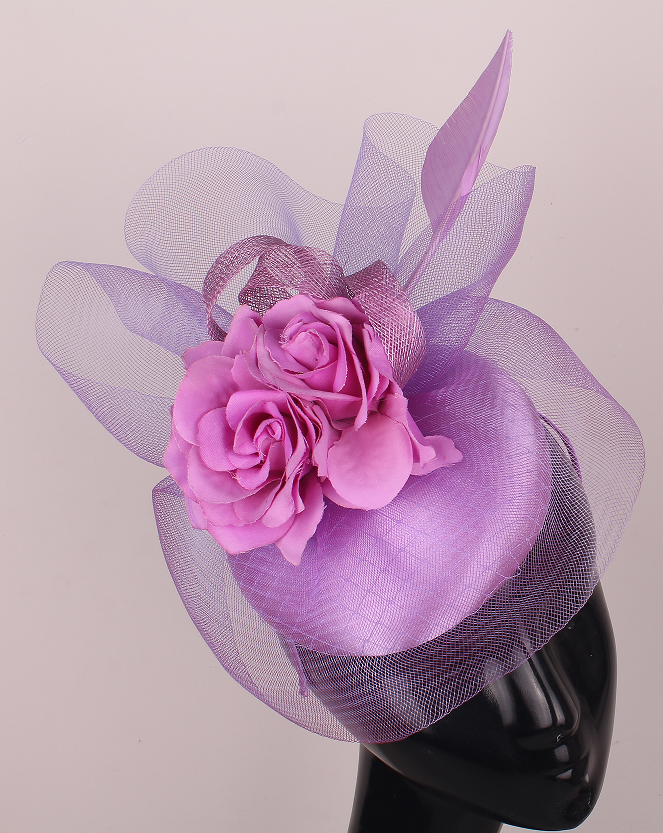 Lilac Fascinator/Headpiece With Flower & Netting Detail~D25