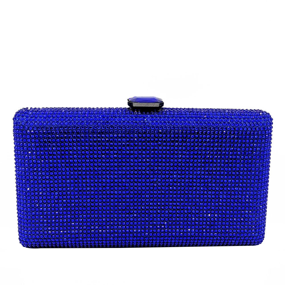 Royal Blue Shimmer Clutch Bag In Gold Frame