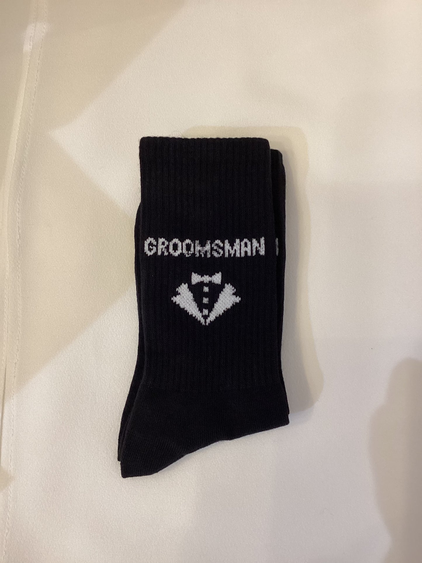Groomsman Black Socks With Dicky Bow Print