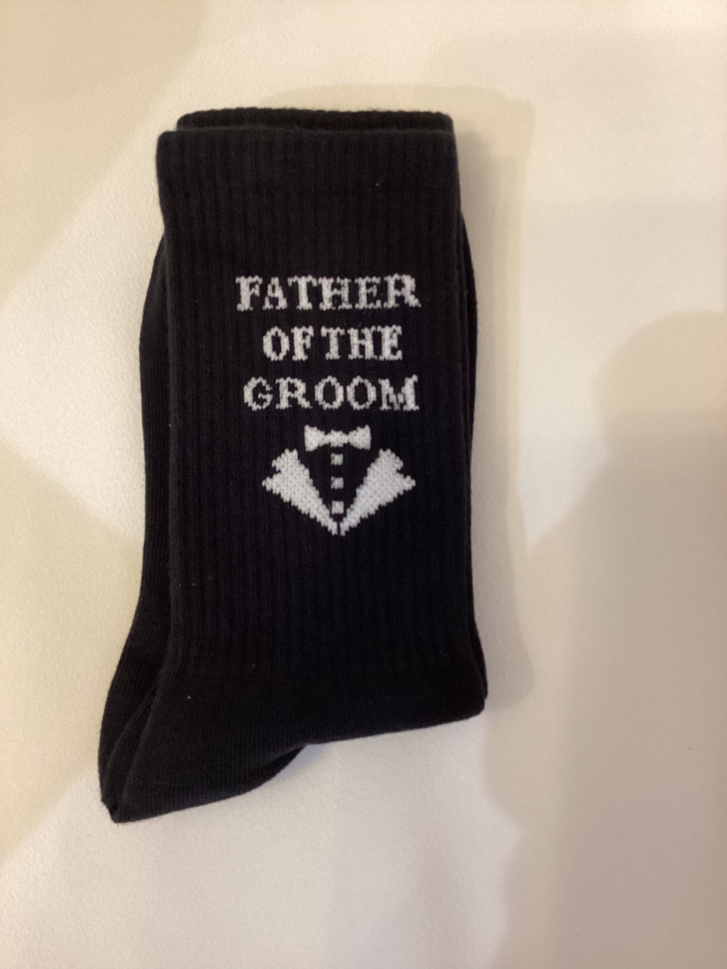 Father Of The Groom Black Socks With Dicky Bow Print