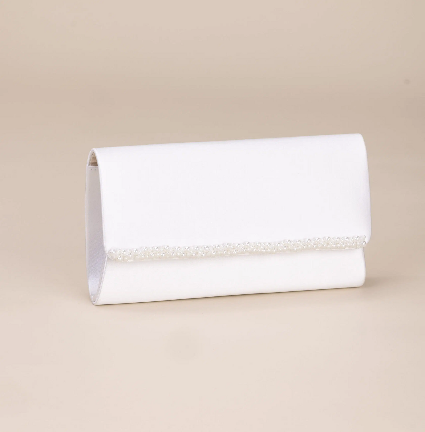 Perfect Bridal Courtney Ivory Satin Clutch Bag With Pearl Trim