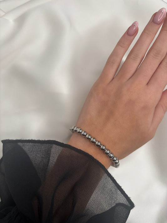 Tiffany Style Silver Bead Bracelet