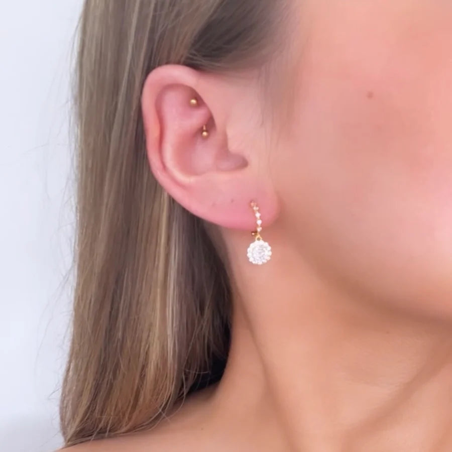 Azure Gold Disc Huggie Earrings