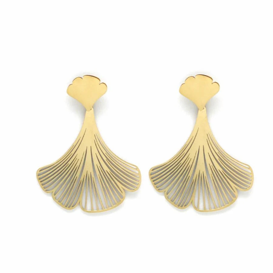 Azure Petal Fan Gold Earrings