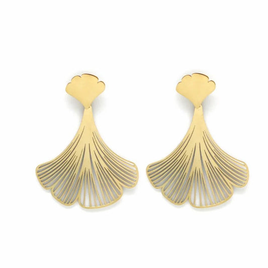 Azure Petal Fan Gold Earrings