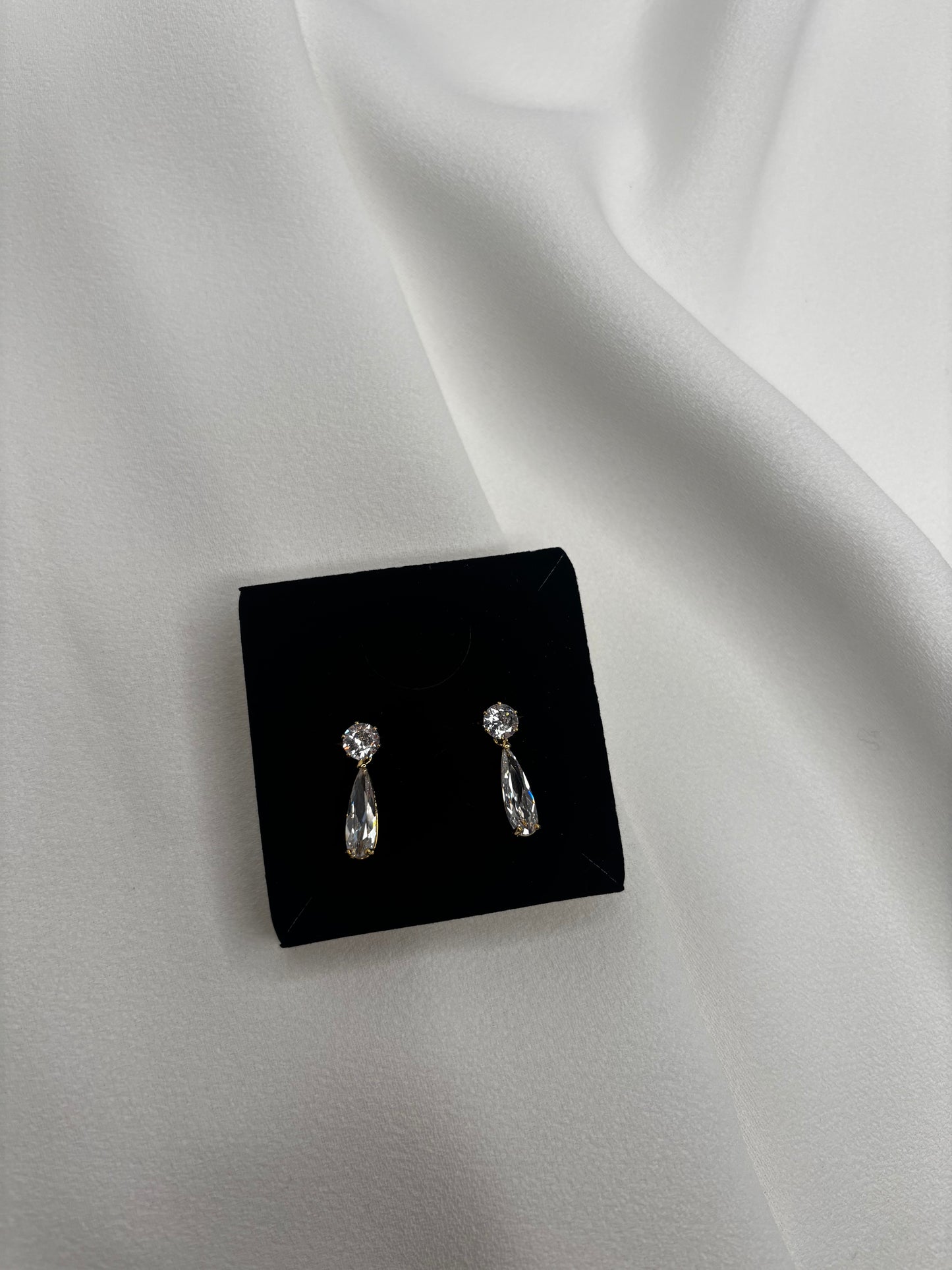 Gold & Silver Clear Crystal Drop Earrings